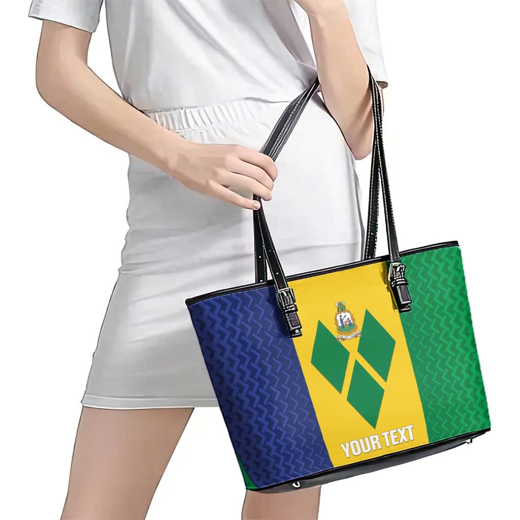 Custom Saint Vincent and the Grenadines Football Leather Tote Bag Go Champions Vincy Heat