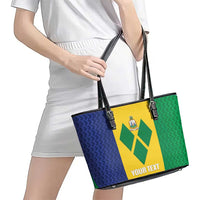 Custom Saint Vincent and the Grenadines Football Leather Tote Bag Go Champions Vincy Heat