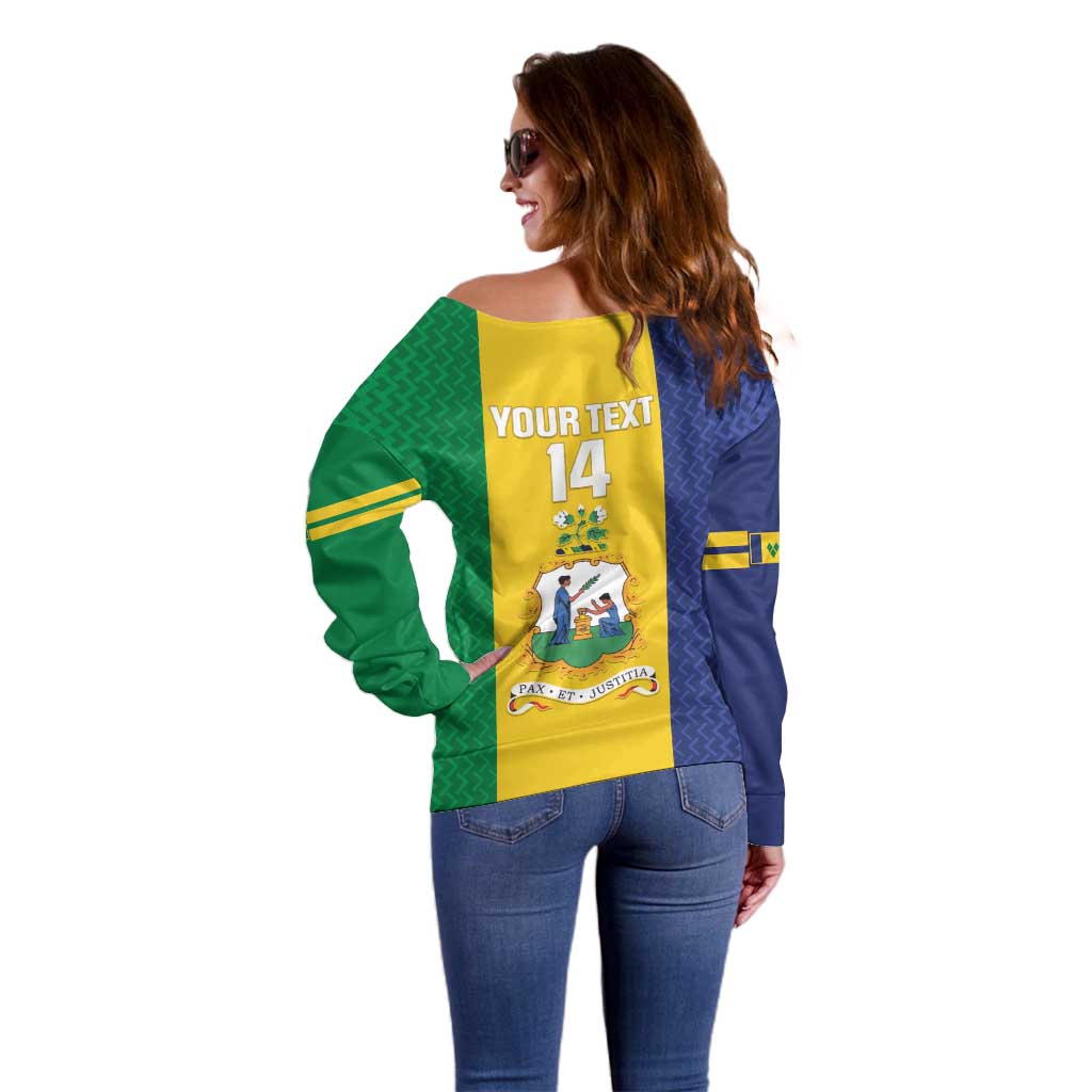 Custom Saint Vincent and the Grenadines Football Off Shoulder Sweater Go Champions Vincy Heat - Wonder Print Shop