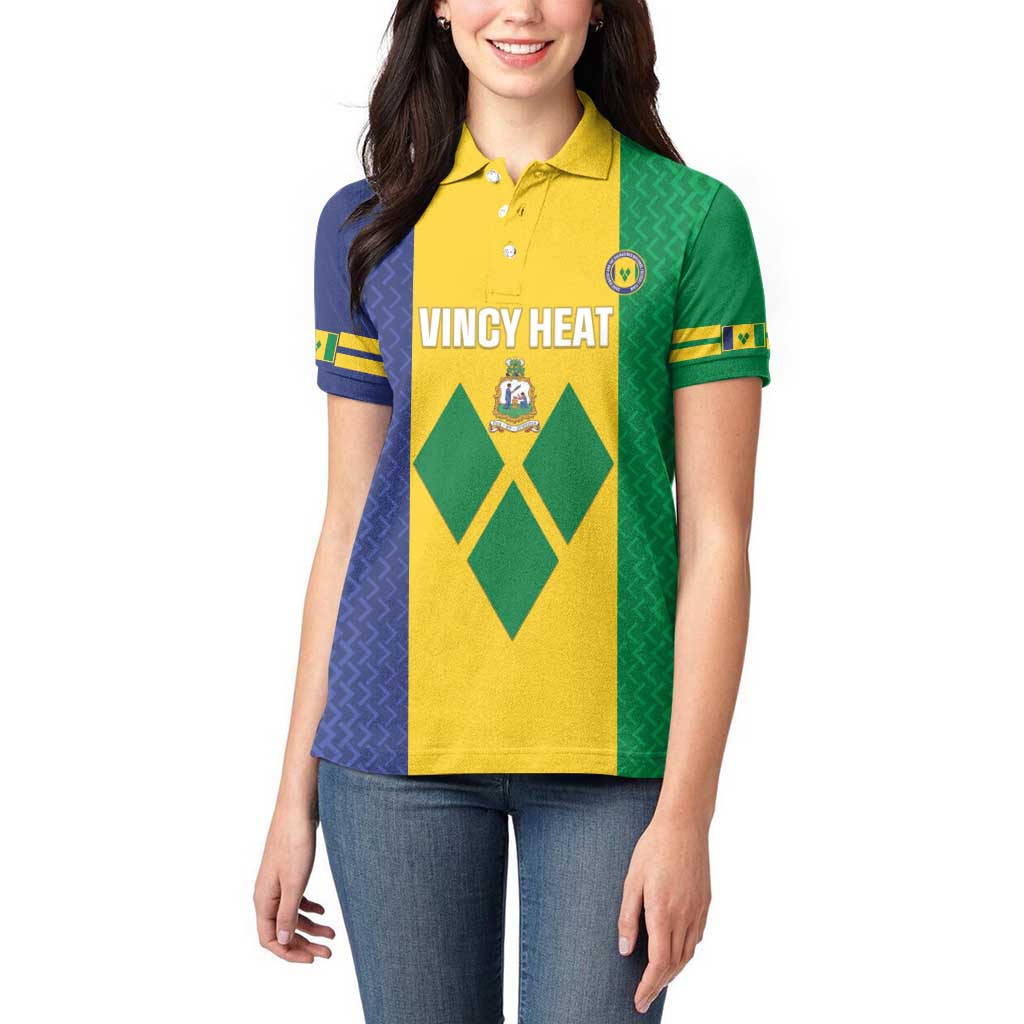 Custom Saint Vincent and the Grenadines Football Women Polo Shirt Go Champions Vincy Heat - Wonder Print Shop