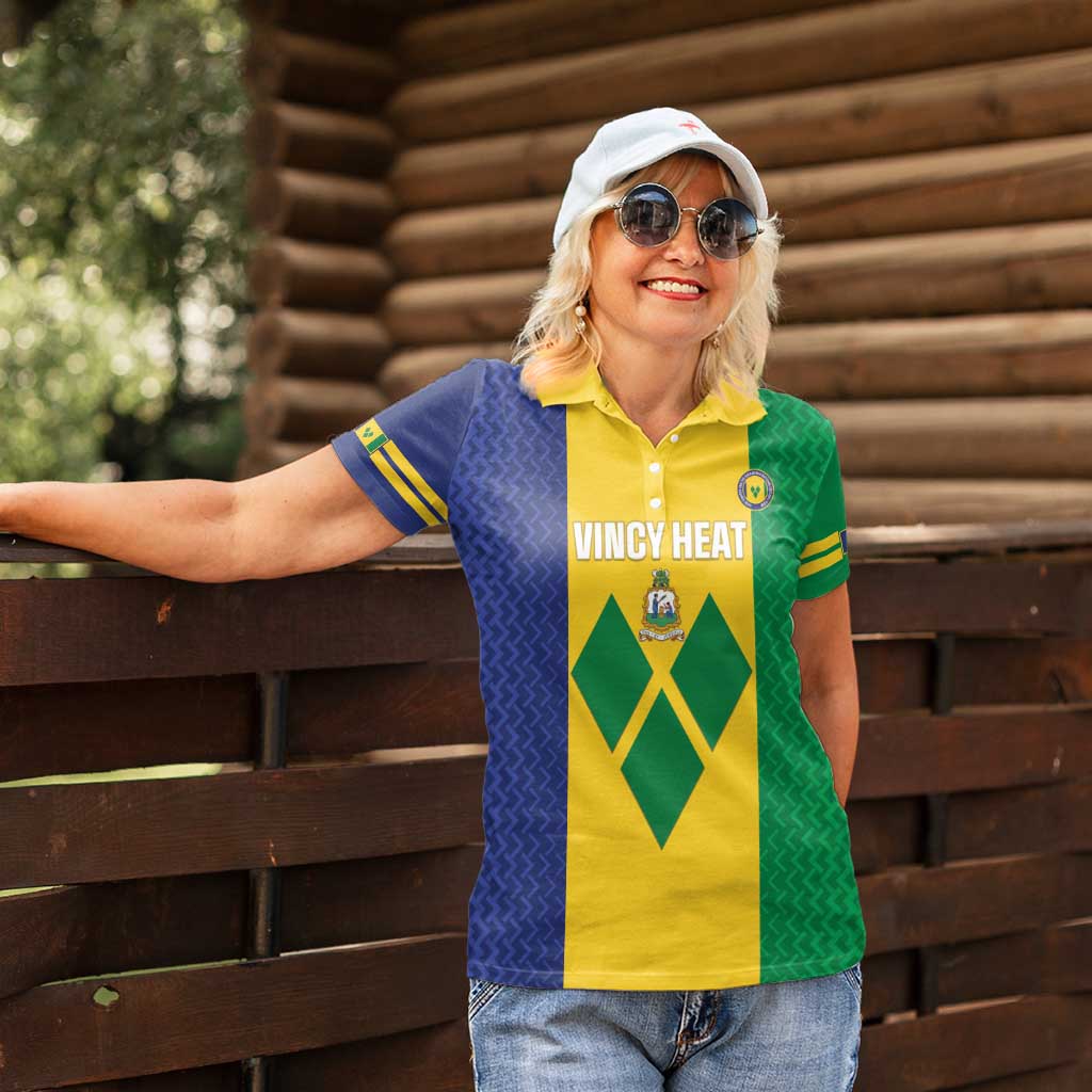 Custom Saint Vincent and the Grenadines Football Women Polo Shirt Go Champions Vincy Heat - Wonder Print Shop