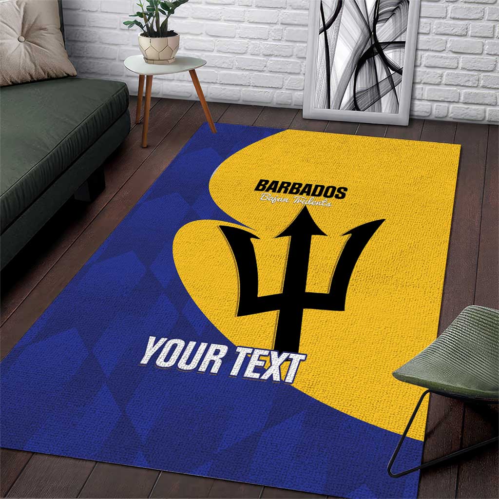 Custom Barbados Football Area Rug Go Champions Bajan Tridents