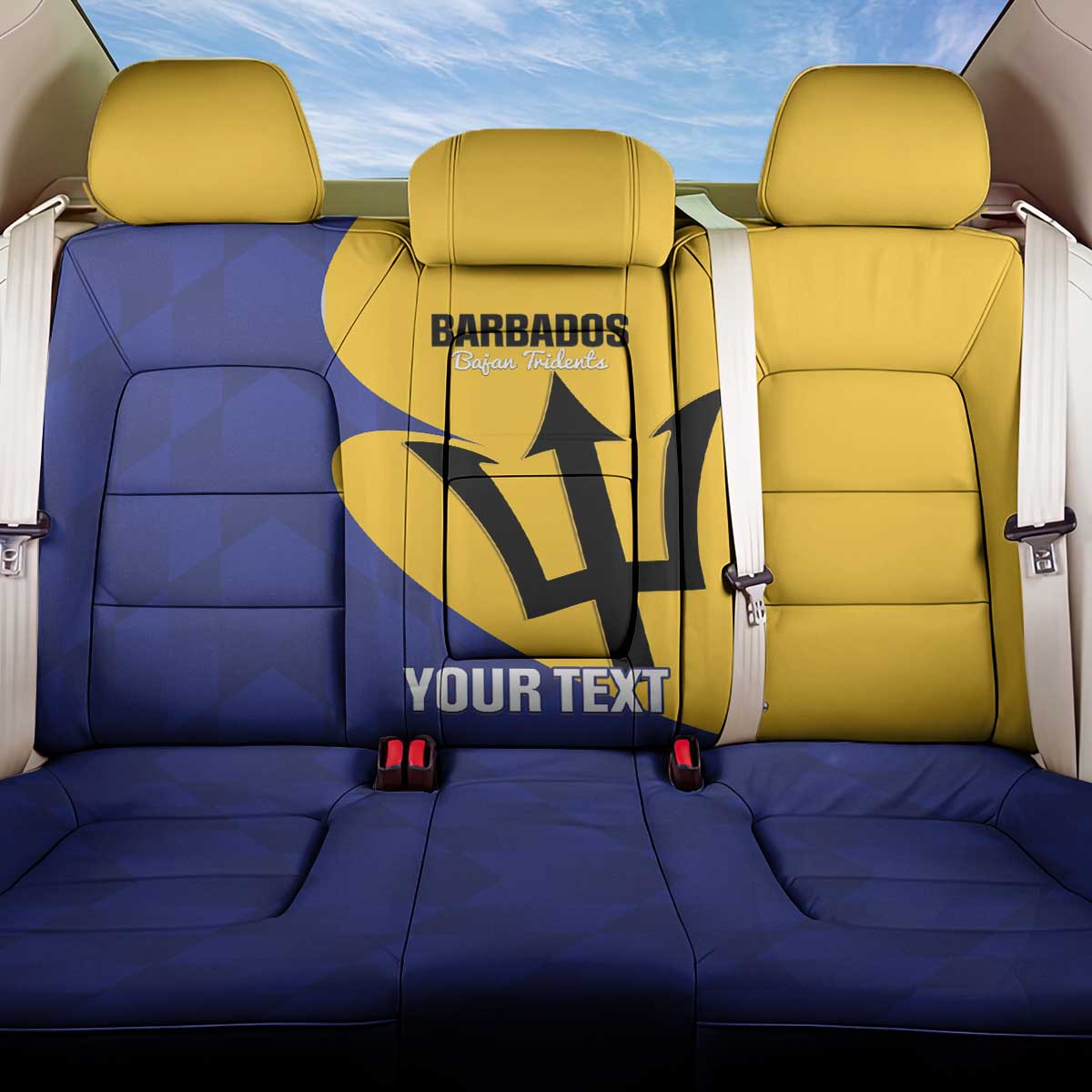 Custom Barbados Football Back Car Seat Cover Go Champions Bajan Tridents