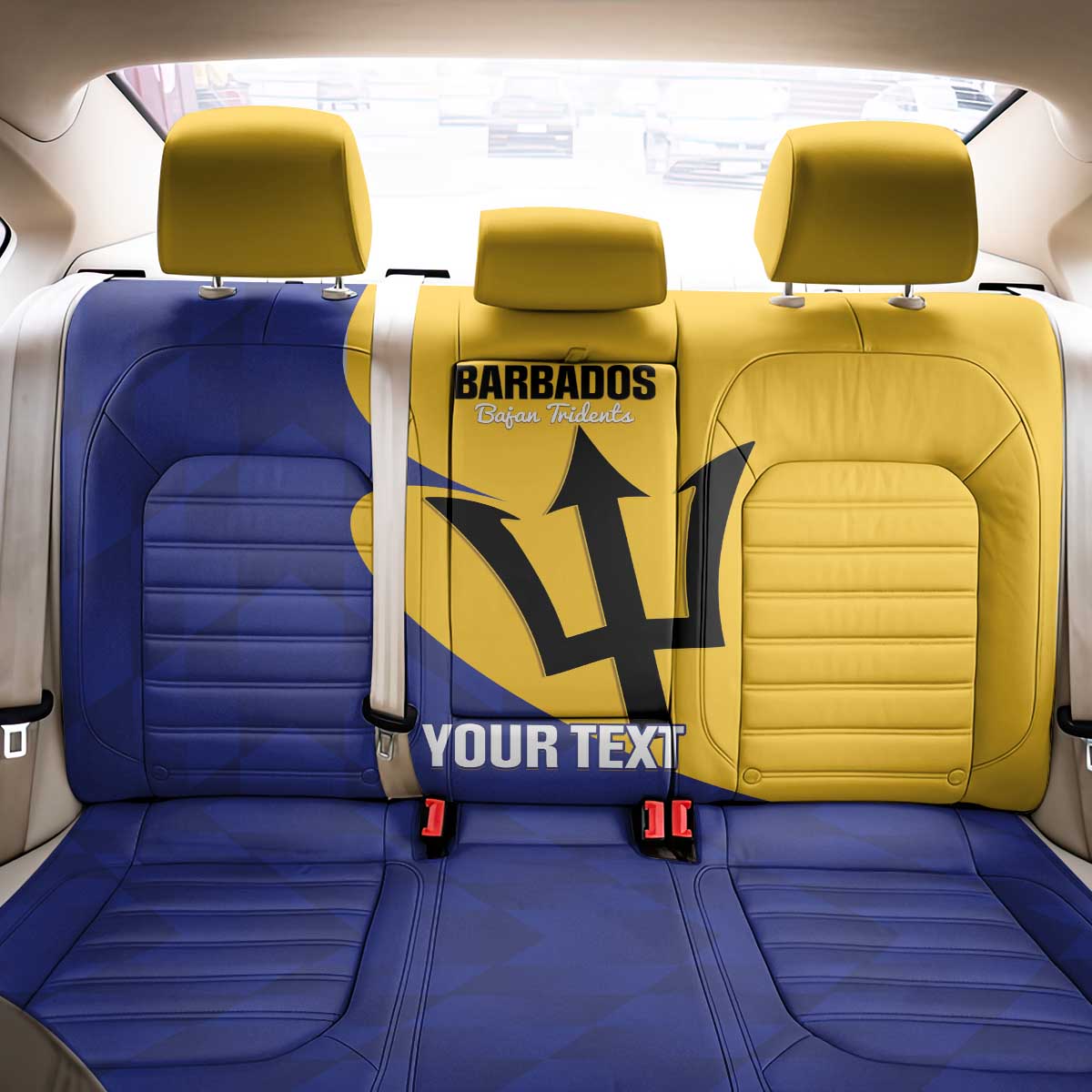 Custom Barbados Football Back Car Seat Cover Go Champions Bajan Tridents