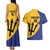 Custom Barbados Football Couples Matching Tank Maxi Dress and Hawaiian Shirt Go Champions Bajan Tridents