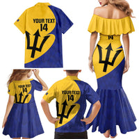 Custom Barbados Football Family Matching Mermaid Dress and Hawaiian Shirt Go Champions Bajan Tridents - Wonder Print Shop