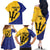 Custom Barbados Football Family Matching Off The Shoulder Long Sleeve Dress and Hawaiian Shirt Go Champions Bajan Tridents