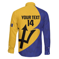 Custom Barbados Football Family Matching Off The Shoulder Long Sleeve Dress and Hawaiian Shirt Go Champions Bajan Tridents