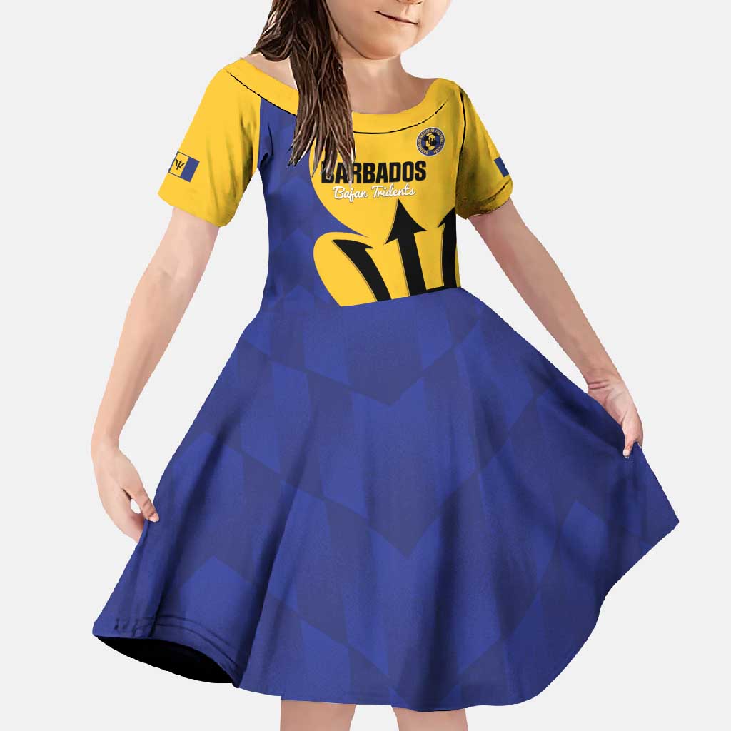 Custom Barbados Football Family Matching Off Shoulder Maxi Dress and Hawaiian Shirt Go Champions Bajan Tridents - Wonder Print Shop