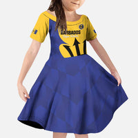 Custom Barbados Football Family Matching Off Shoulder Maxi Dress and Hawaiian Shirt Go Champions Bajan Tridents - Wonder Print Shop