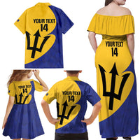 Custom Barbados Football Family Matching Off Shoulder Maxi Dress and Hawaiian Shirt Go Champions Bajan Tridents - Wonder Print Shop