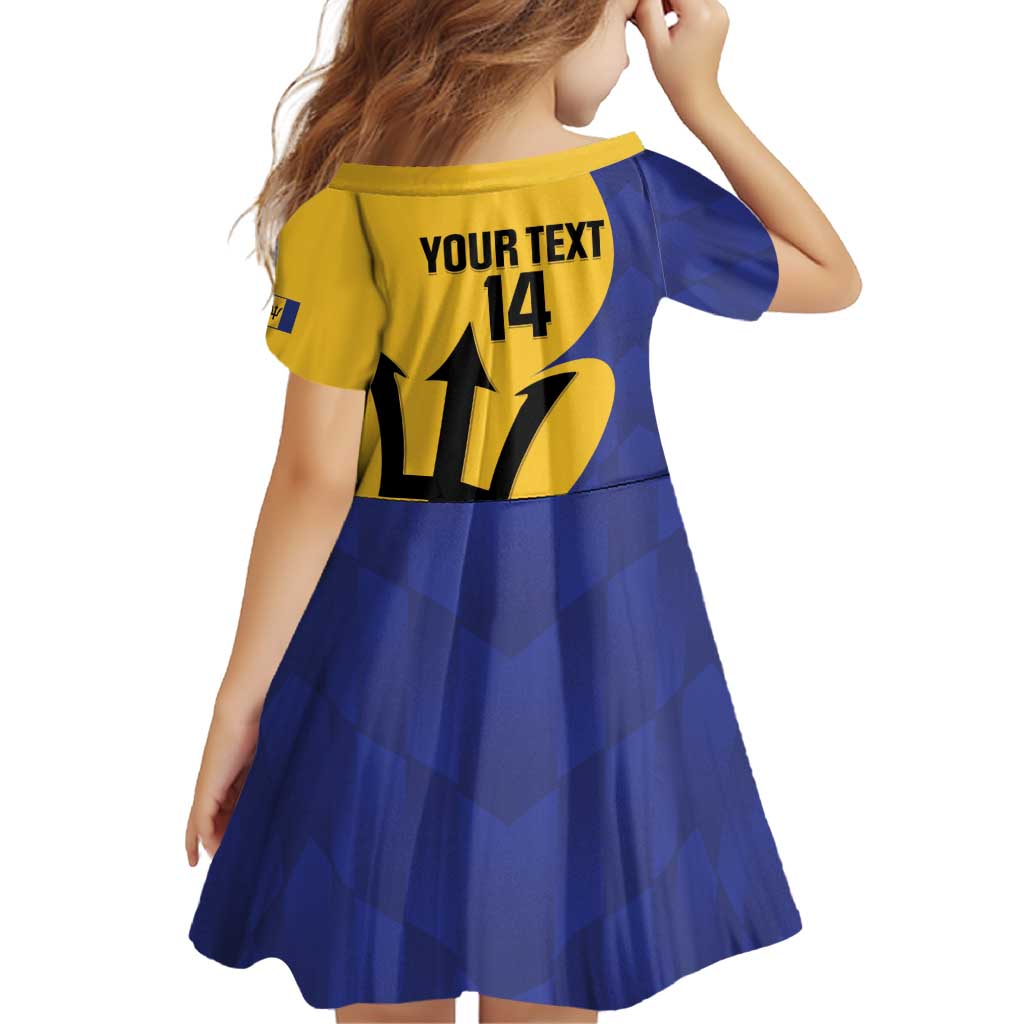 Custom Barbados Football Family Matching Off Shoulder Short Dress and Hawaiian Shirt Go Champions Bajan Tridents - Wonder Print Shop