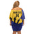 Custom Barbados Football Family Matching Off Shoulder Short Dress and Hawaiian Shirt Go Champions Bajan Tridents - Wonder Print Shop