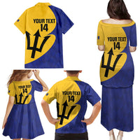 Custom Barbados Football Family Matching Puletasi and Hawaiian Shirt Go Champions Bajan Tridents