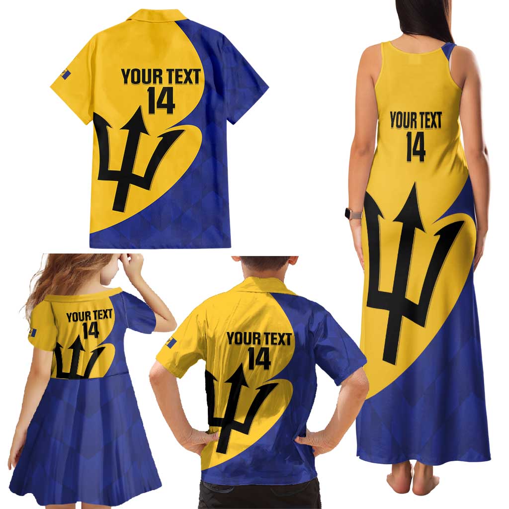 Custom Barbados Football Family Matching Tank Maxi Dress and Hawaiian Shirt Go Champions Bajan Tridents - Wonder Print Shop
