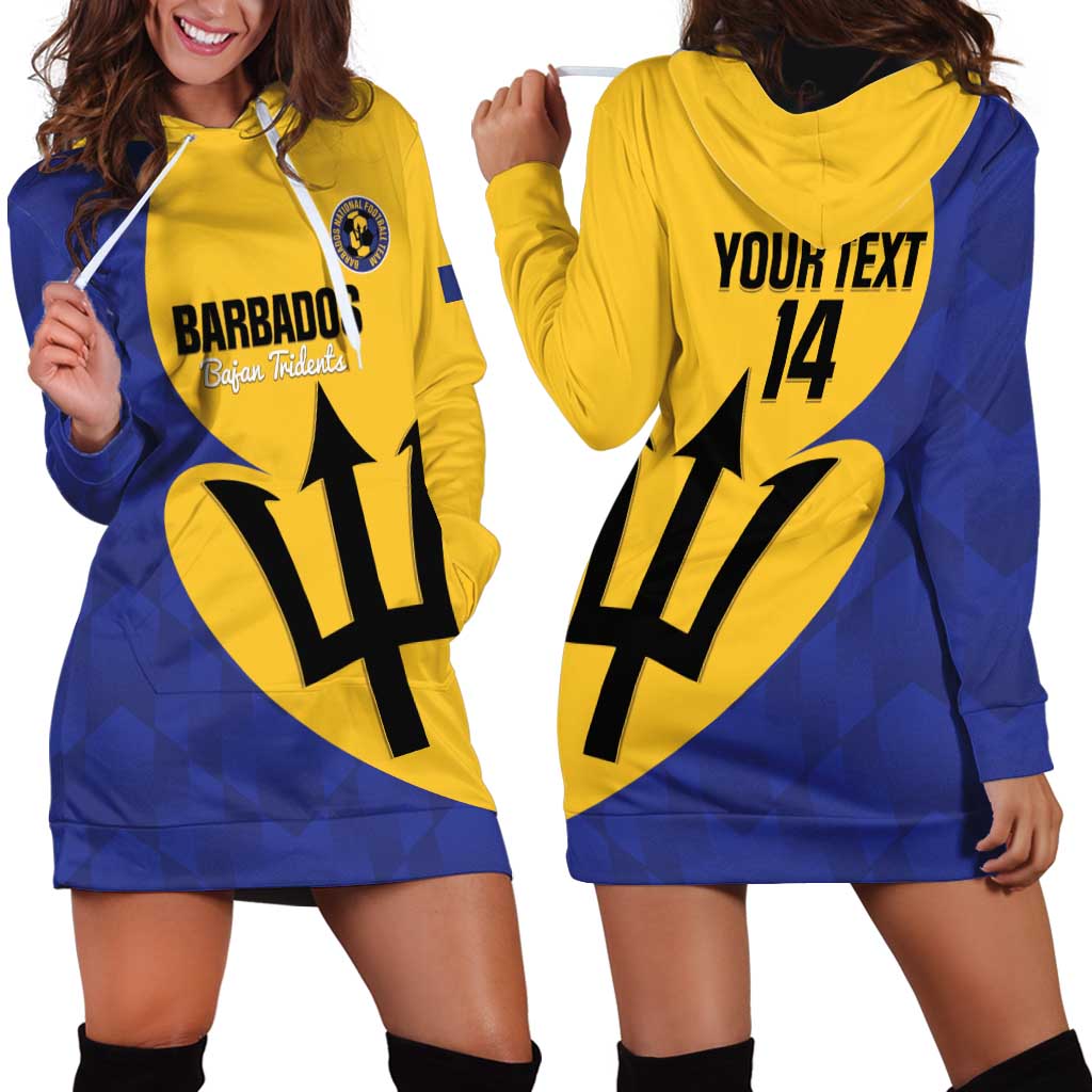 Custom Barbados Football Hoodie Dress Go Champions Bajan Tridents - Wonder Print Shop