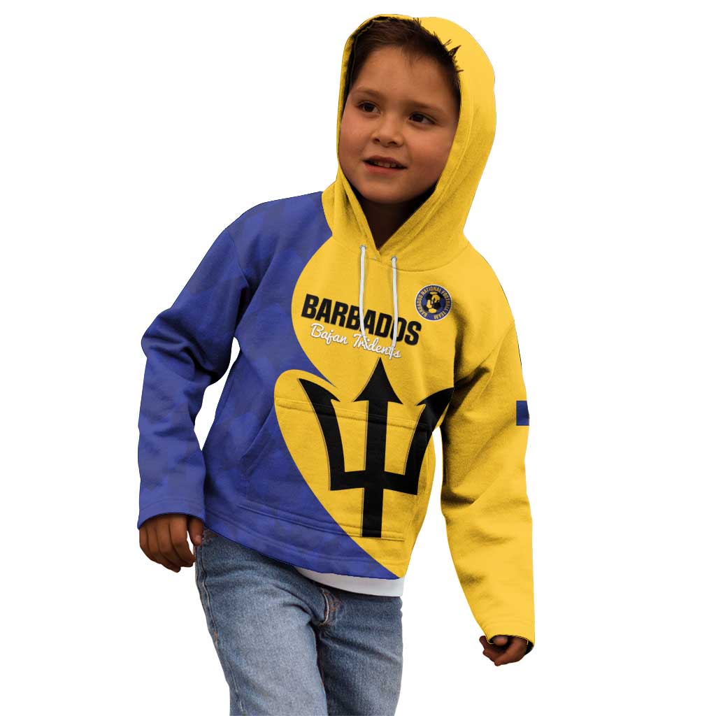 Custom Barbados Football Kid Hoodie Go Champions Bajan Tridents - Wonder Print Shop