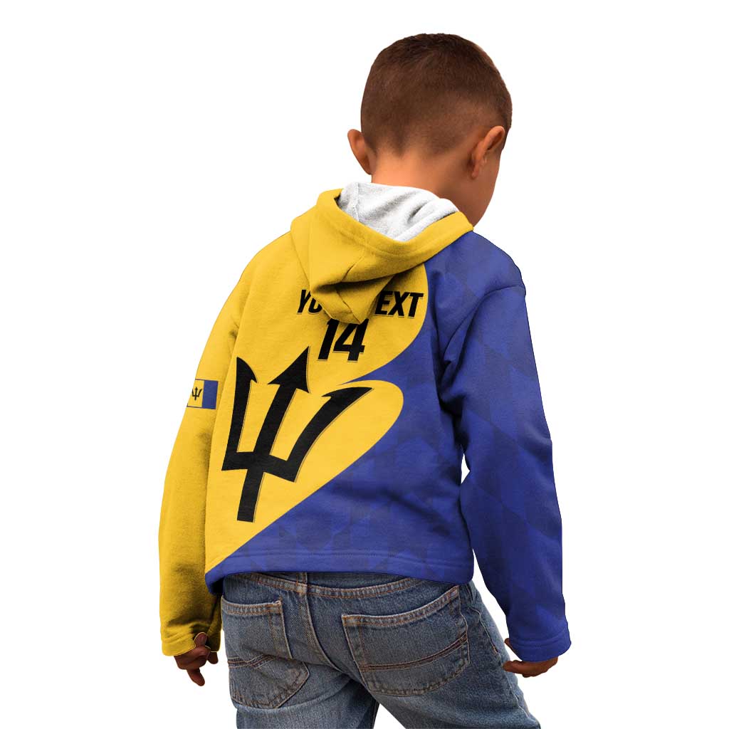 Custom Barbados Football Kid Hoodie Go Champions Bajan Tridents - Wonder Print Shop