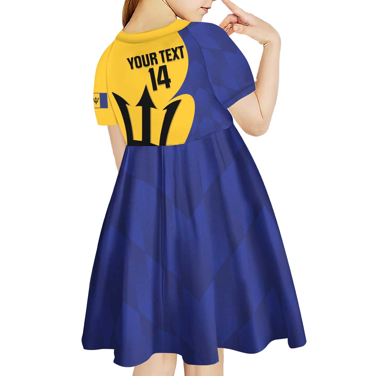 Custom Barbados Football Kid Short Sleeve Dress Go Champions Bajan Tridents - Wonder Print Shop