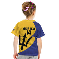 Custom Barbados Football Kid T Shirt Go Champions Bajan Tridents - Wonder Print Shop
