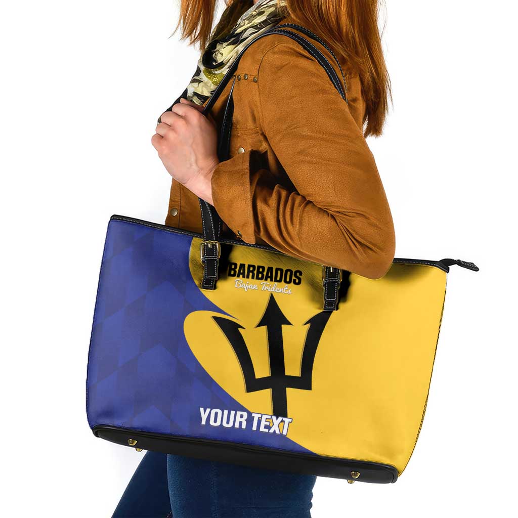 Custom Barbados Football Leather Tote Bag Go Champions Bajan Tridents