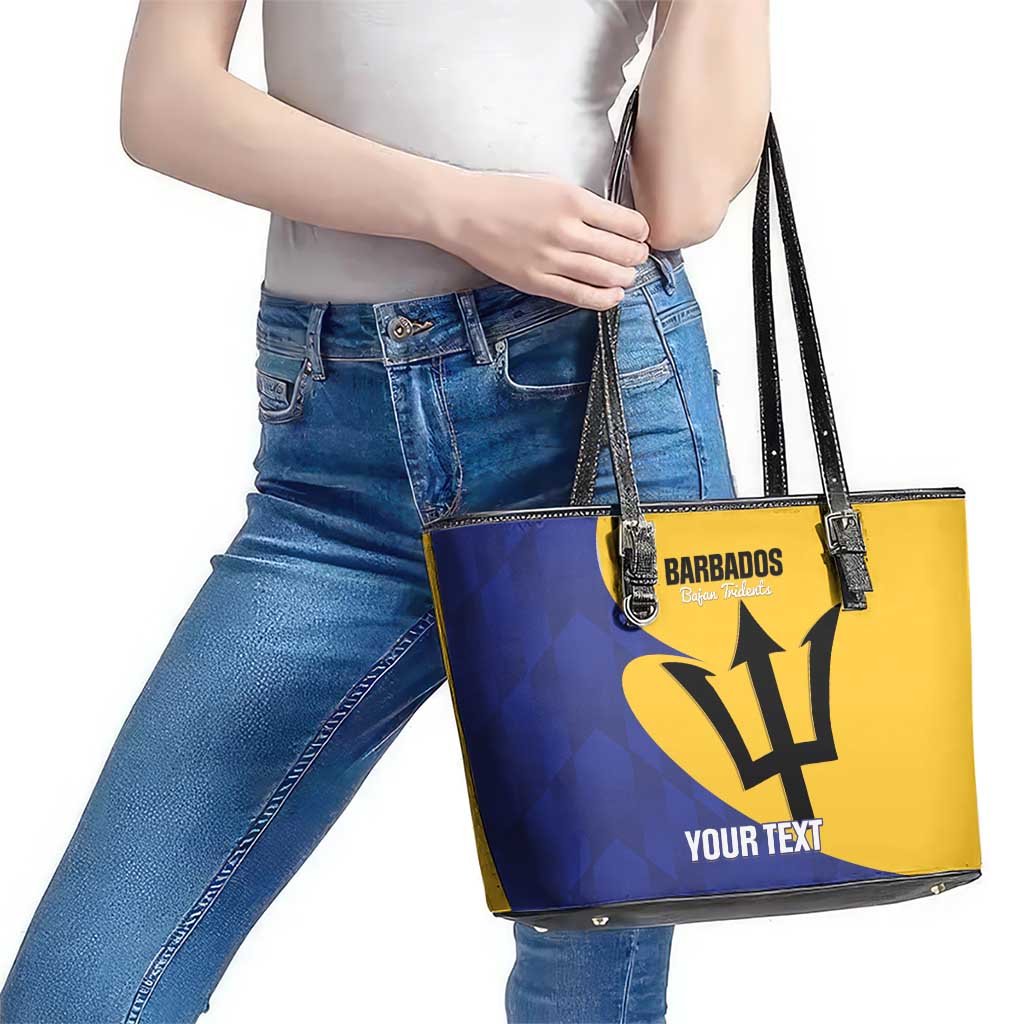 Custom Barbados Football Leather Tote Bag Go Champions Bajan Tridents