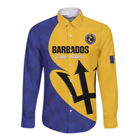 Custom Barbados Football Long Sleeve Button Shirt Go Champions Bajan Tridents
