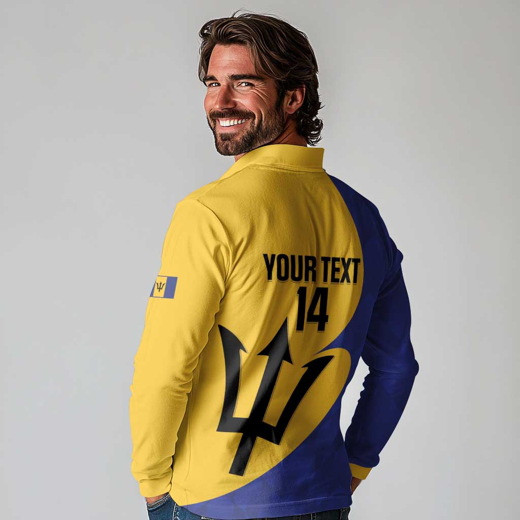 Custom Barbados Football Long Sleeve Polo Shirt Go Champions Bajan Tridents - Wonder Print Shop