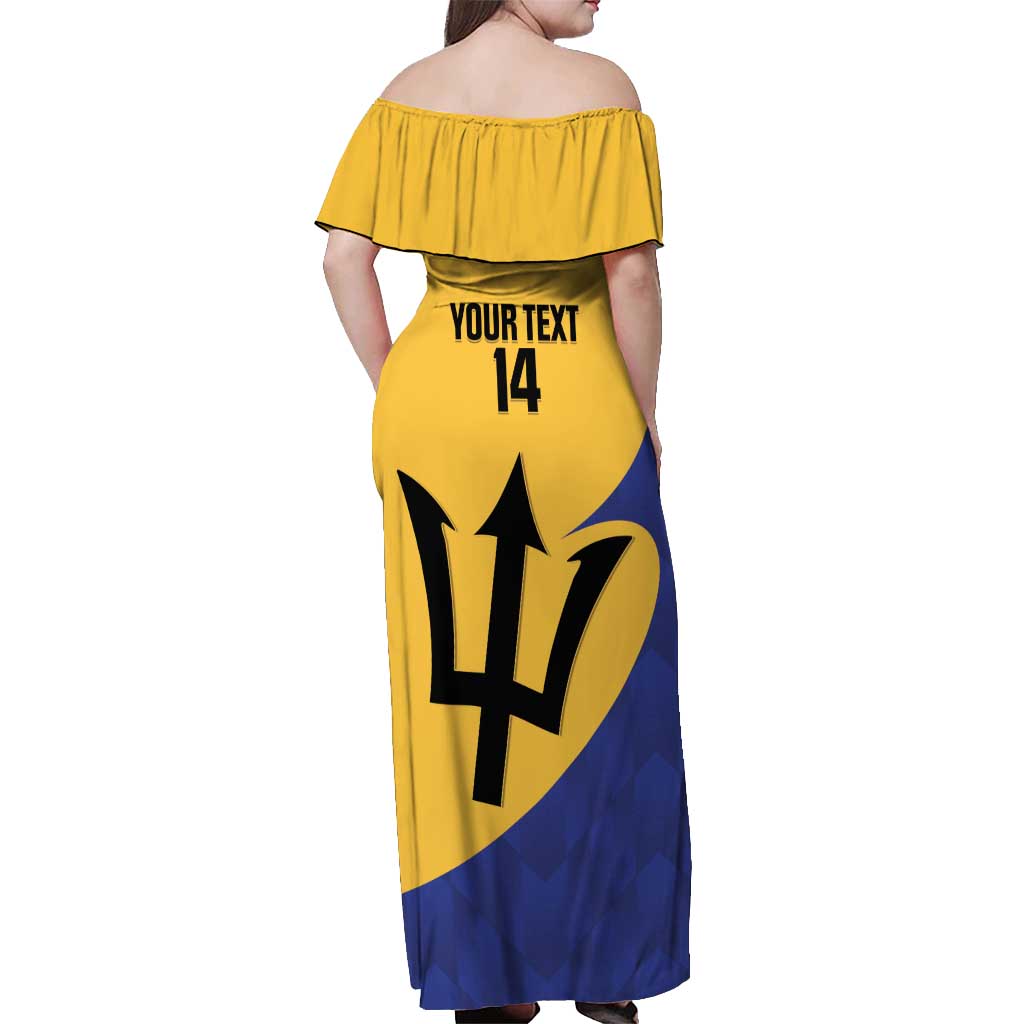 Custom Barbados Football Off Shoulder Maxi Dress Go Champions Bajan Tridents - Wonder Print Shop