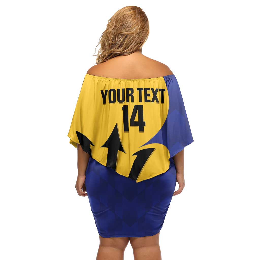 Custom Barbados Football Off Shoulder Short Dress Go Champions Bajan Tridents - Wonder Print Shop