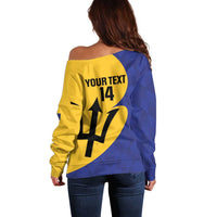 Custom Barbados Football Off Shoulder Sweater Go Champions Bajan Tridents - Wonder Print Shop