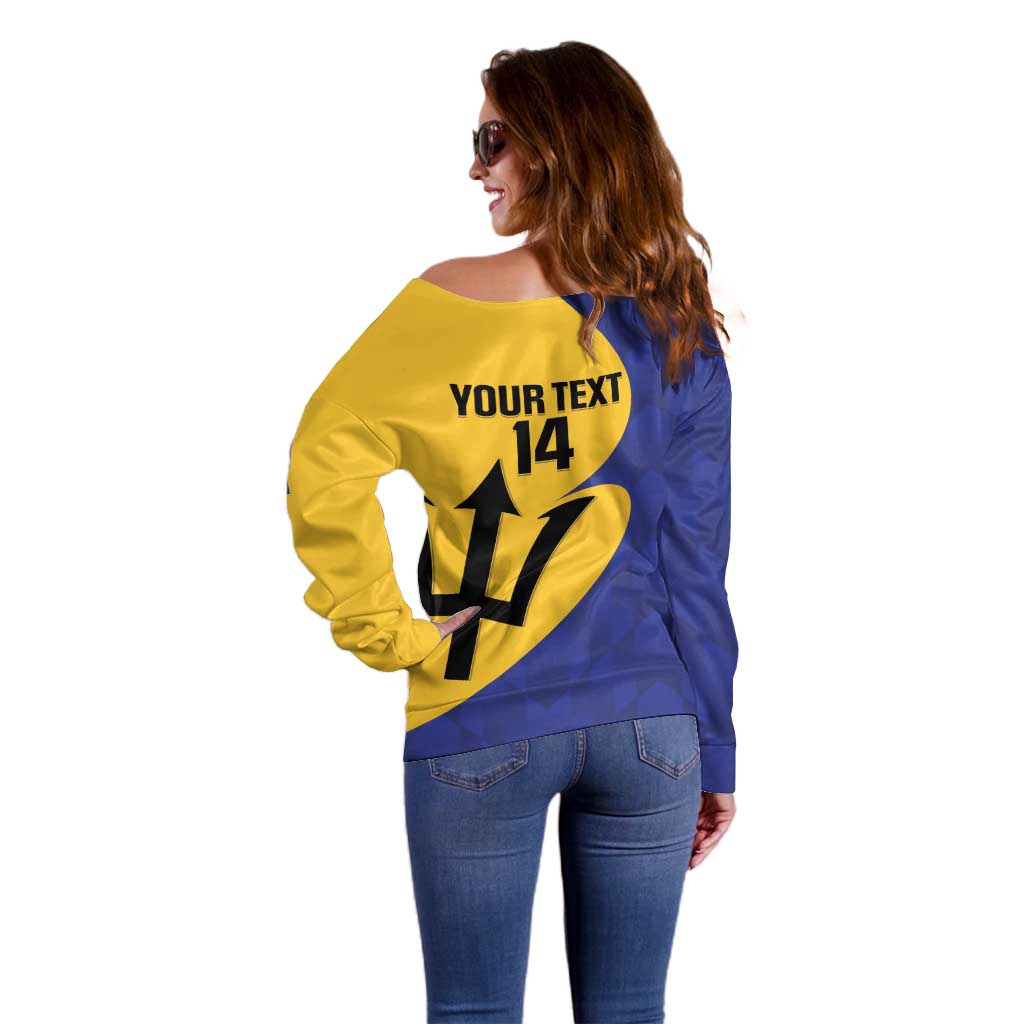Custom Barbados Football Off Shoulder Sweater Go Champions Bajan Tridents - Wonder Print Shop