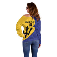 Custom Barbados Football Off Shoulder Sweater Go Champions Bajan Tridents - Wonder Print Shop