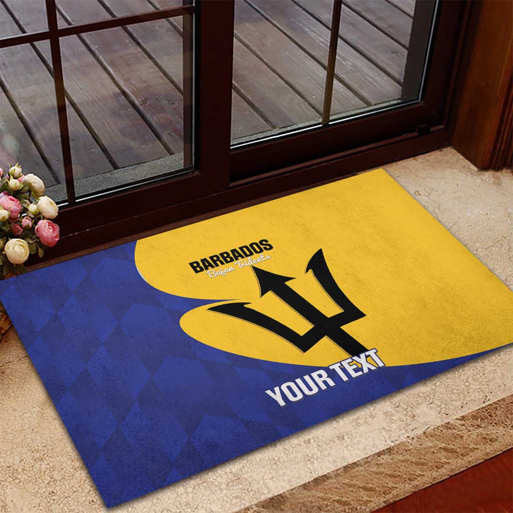 Custom Barbados Football Rubber Doormat Go Champions Bajan Tridents - Wonder Print Shop