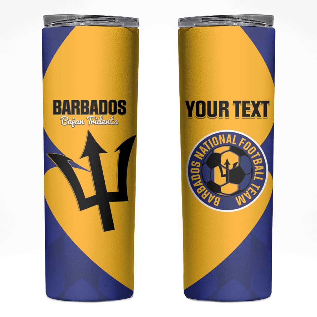Custom Barbados Football Skinny Tumbler Go Champions Bajan Tridents - Wonder Print Shop
