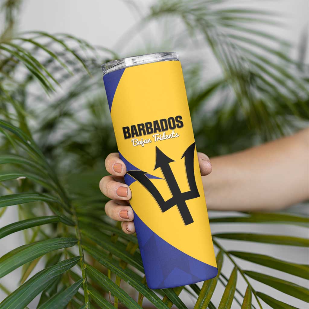 Custom Barbados Football Skinny Tumbler Go Champions Bajan Tridents - Wonder Print Shop