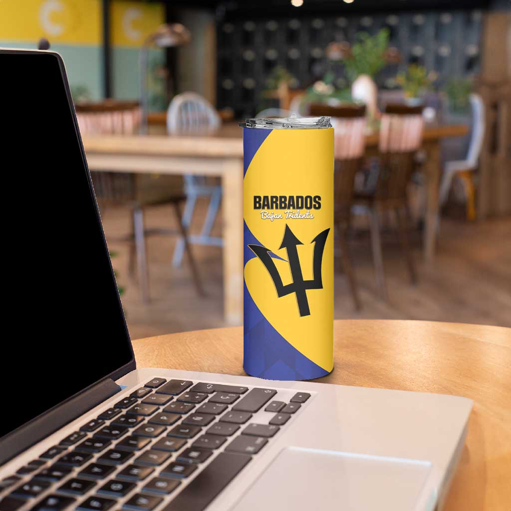 Custom Barbados Football Skinny Tumbler Go Champions Bajan Tridents - Wonder Print Shop