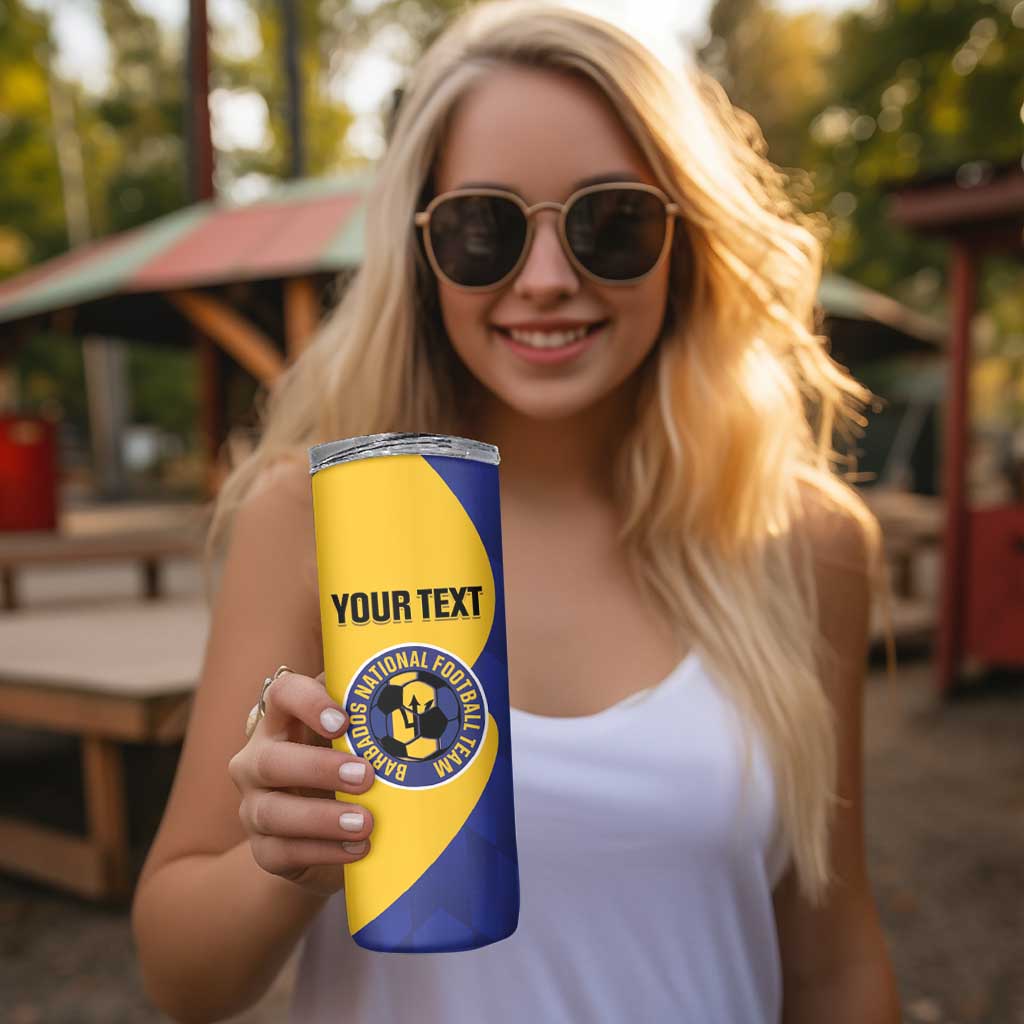 Custom Barbados Football Skinny Tumbler Go Champions Bajan Tridents - Wonder Print Shop
