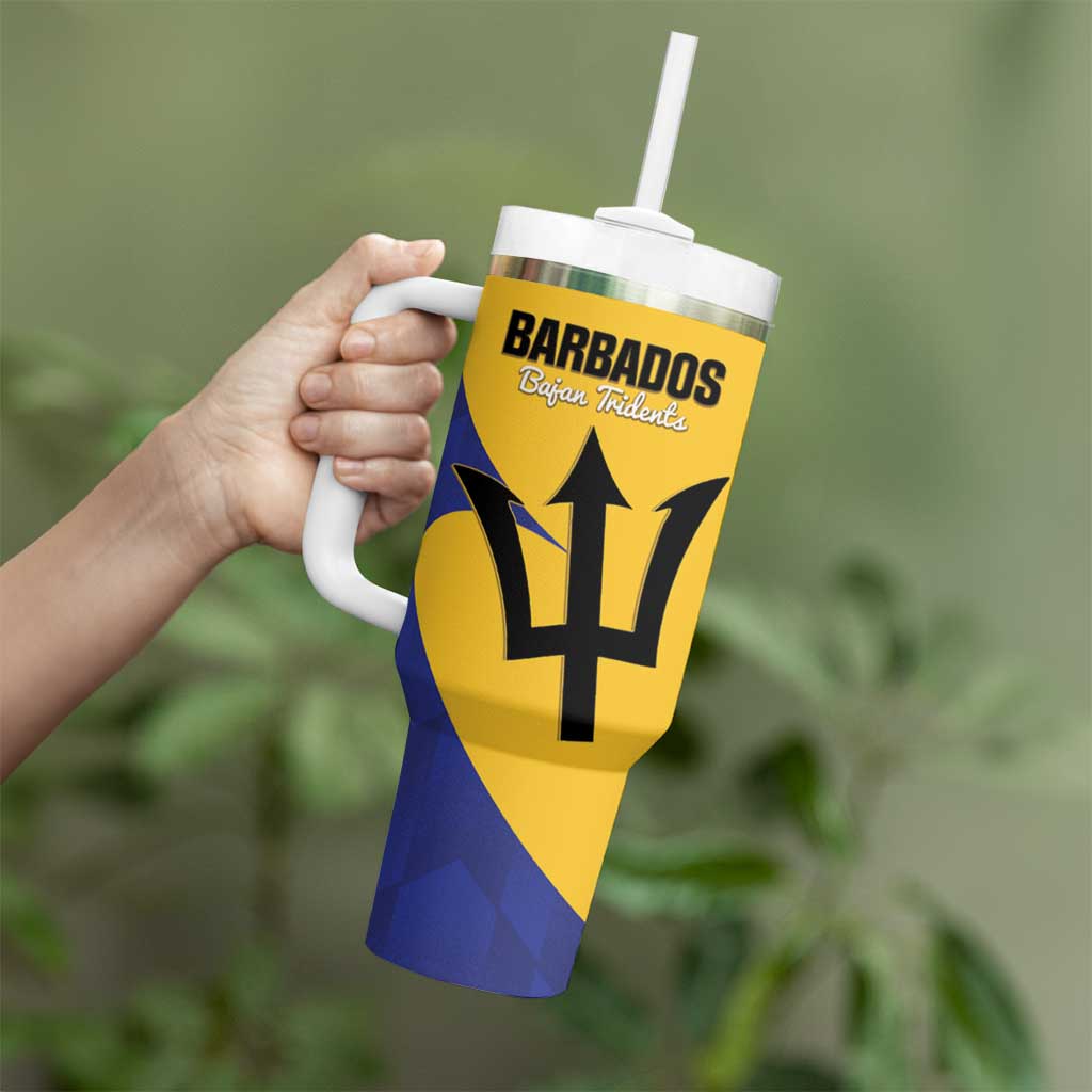 Custom Barbados Football Tumbler With Handle Go Champions Bajan Tridents - Wonder Print Shop