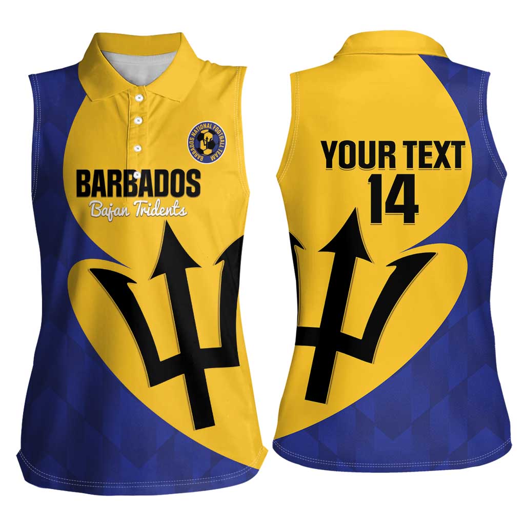 Custom Barbados Football Women Sleeveless Polo Shirt Go Champions Bajan Tridents - Wonder Print Shop