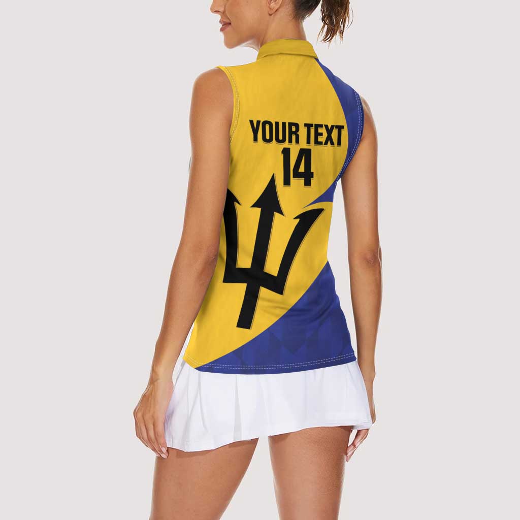 Custom Barbados Football Women Sleeveless Polo Shirt Go Champions Bajan Tridents - Wonder Print Shop