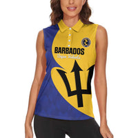 Custom Barbados Football Women Sleeveless Polo Shirt Go Champions Bajan Tridents - Wonder Print Shop