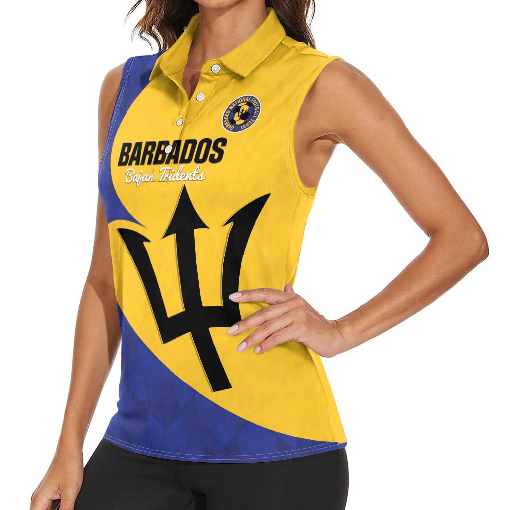Custom Barbados Football Women Sleeveless Polo Shirt Go Champions Bajan Tridents - Wonder Print Shop