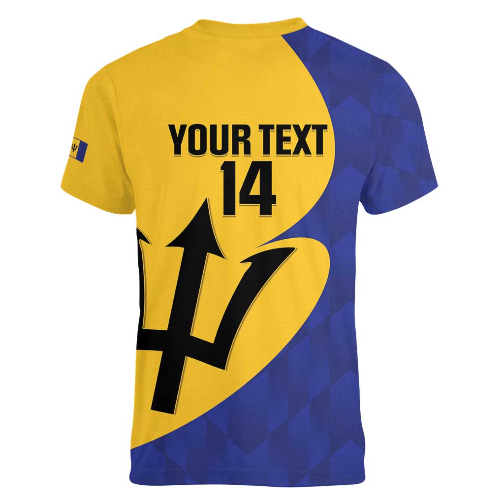 Custom Barbados Football Women V-Neck T-Shirt Go Champions Bajan Tridents - Wonder Print Shop
