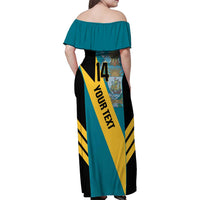 Custom Bahamas Football Family Matching Off Shoulder Maxi Dress and Hawaiian Shirt Go Bahamian Slayersz - Wonder Print Shop