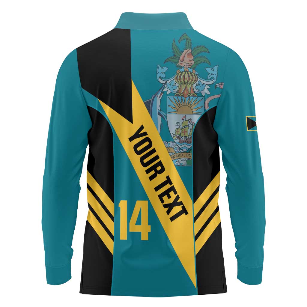 Custom Bahamas Football Long Sleeve Polo Shirt Go Bahamian Slayersz - Wonder Print Shop