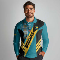 Custom Bahamas Football Long Sleeve Polo Shirt Go Bahamian Slayersz - Wonder Print Shop
