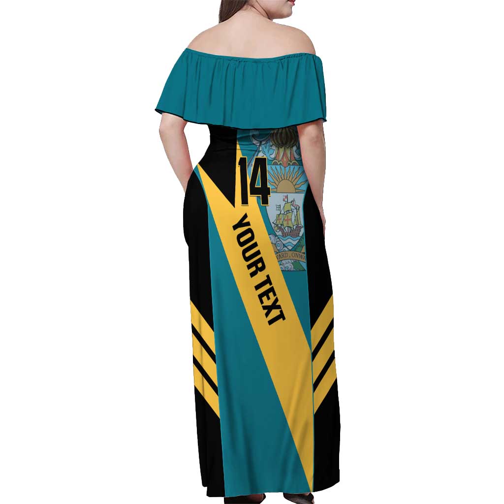 Custom Bahamas Football Off Shoulder Maxi Dress Go Bahamian Slayersz - Wonder Print Shop