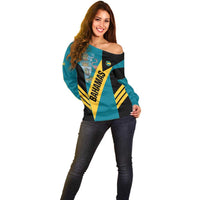 Custom Bahamas Football Off Shoulder Sweater Go Bahamian Slayersz - Wonder Print Shop
