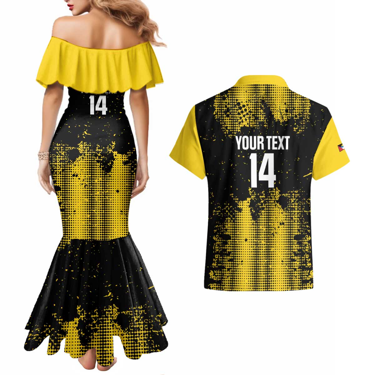 Custom Antigua and Barbuda Football Couples Matching Mermaid Dress and Hawaiian Shirt Go Benna Boys